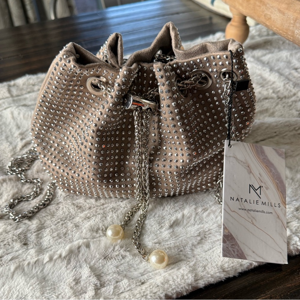 Natalie Mills Rena Handbag in Champagne NWT